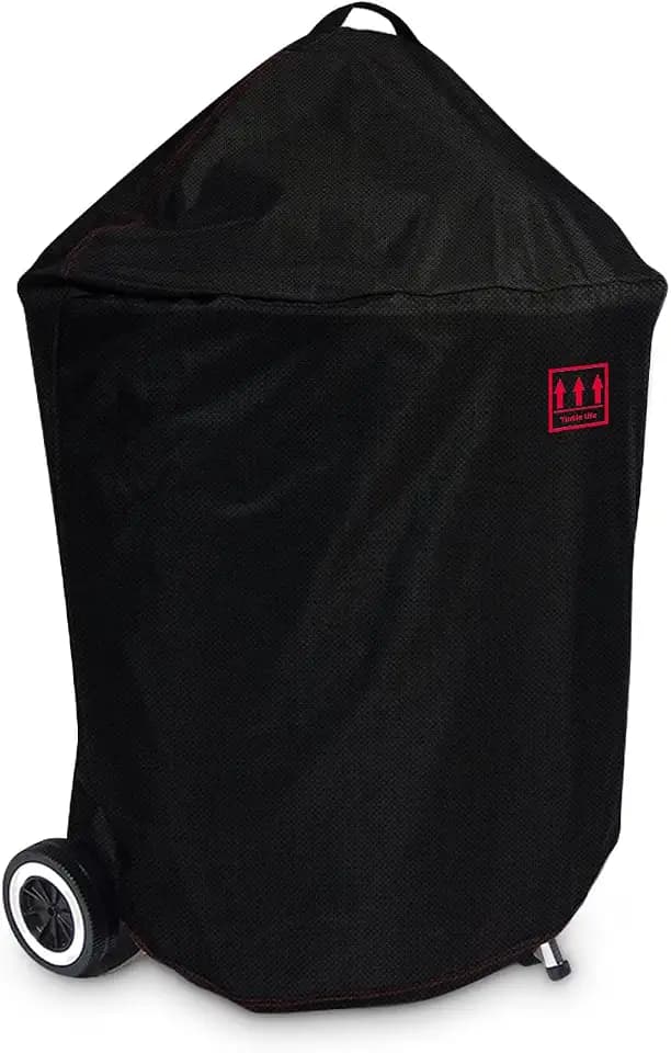 Turtle Life Round BBQ Grill Cover, 22inch Heavy Duty Durable Waterproof Rip Resistant UV Resistant Charcoal Kettle Grill Cover, Dia28 x 38" H, Black