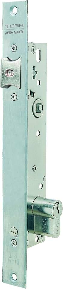 TESA 2210 Einsteckschloss für Metallprofile Dornmaß 20 mm, Grau (Edelstahl) für Aluminium- und Stahlprofile