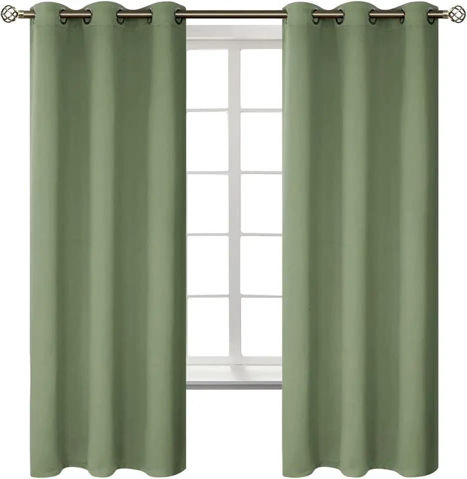 BGment Grass Green Blackout Curtains for Bedroom 63 Inch Long - 2 Panels