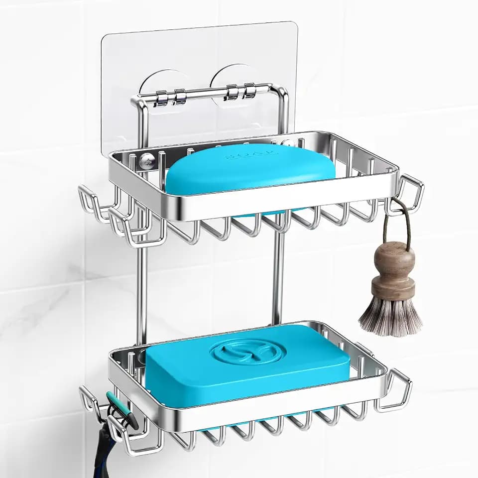 Nieifi Bar Soap Holder, Adhesive Soap Dish for Bathroom Shower Wall