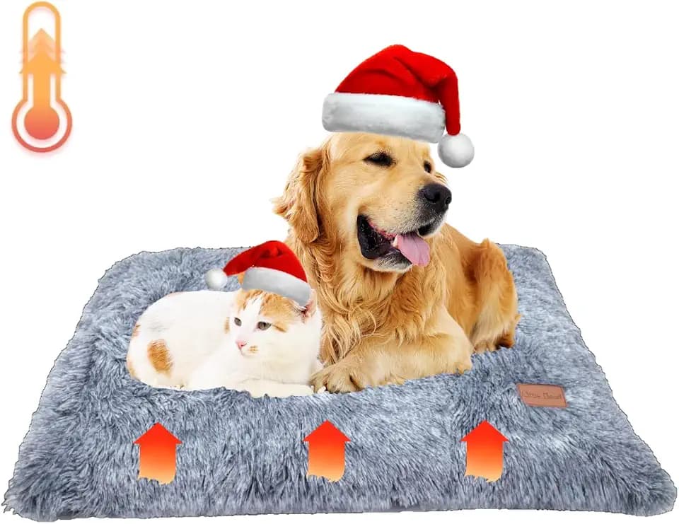 Little Bean Selbstheizende Decke Katze & Hunde,Haustiere Wärmematte Winter ohne Kabel Nicht-elektrische Erwärmung Haustier Matte für Outdoor und Indoor Große Kätzchen Kleine Welpen rutschfest (L)