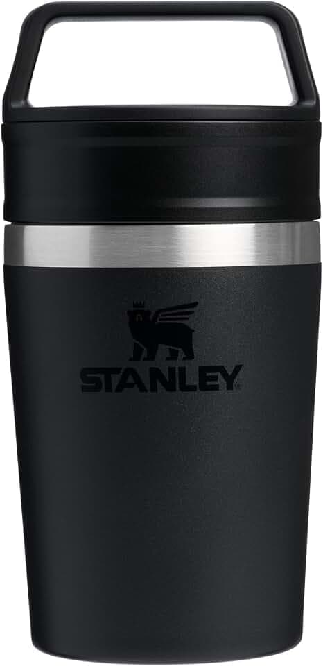 STANLEY 1913 Cafe Kaffeebecher To Go 0.23L - Hält 3 Stunden Heiß - 4 Stunden Kalt - Edelstahl Thermobecher - Spülmaschinenfest - Einfacher Tragegriff - Coffee To Go Becher - Black