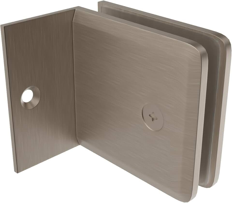 Brixwell Fixed Panel Beveled Clamp With Small Leg Brass, Brushed Nickel