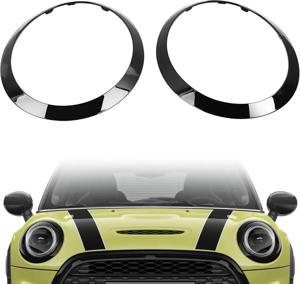 2 Stück Mini Scheinwerfer-Zierring, Scheinwerferabdeckungsleisten Auto Ersatz Kompatibel mit BMW Mini Cooper 14-21 F55 F56 F57, 51137300631 51137300632 51712355791 51712355798