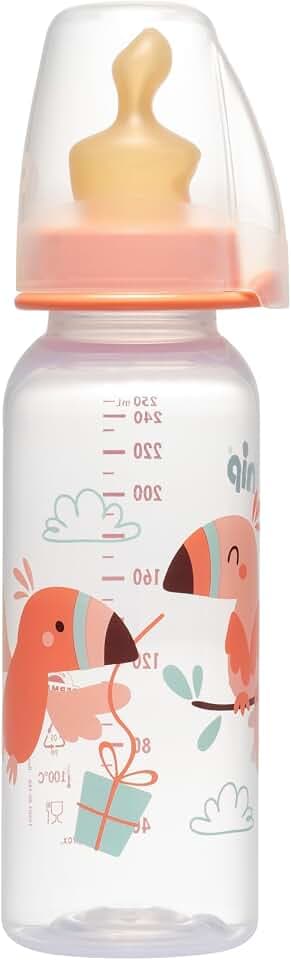 nip Standardflasche PP mit Trinksauger Anatomisch Latex, ab 6 Monate, Rosa, Größe M, 250 ml, Girl