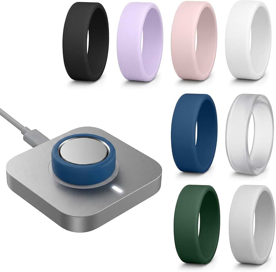 Ring Cover Compatible with Oura Ring 5, 8 Pack Silicone Protector, Anti-Scratch, Supports Charging, for Men and Women (8 Pack, M for 9/10/11)