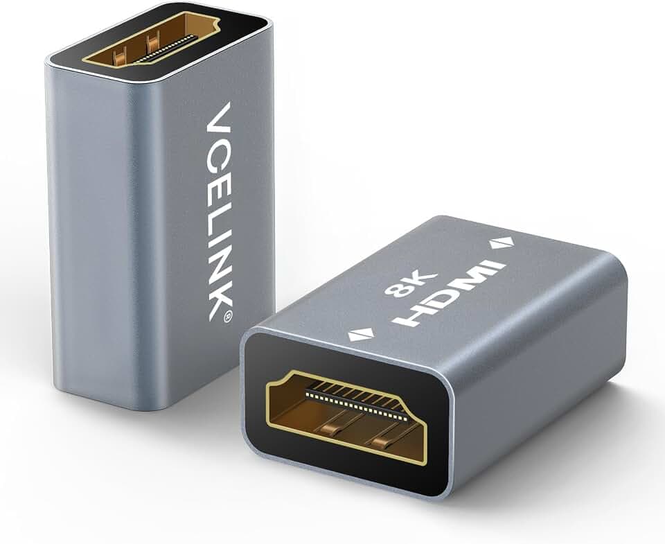 VCELINK HDMI Coupler 8K, HDMI 2.1 Female to Female Extension Adapter 2 Pack