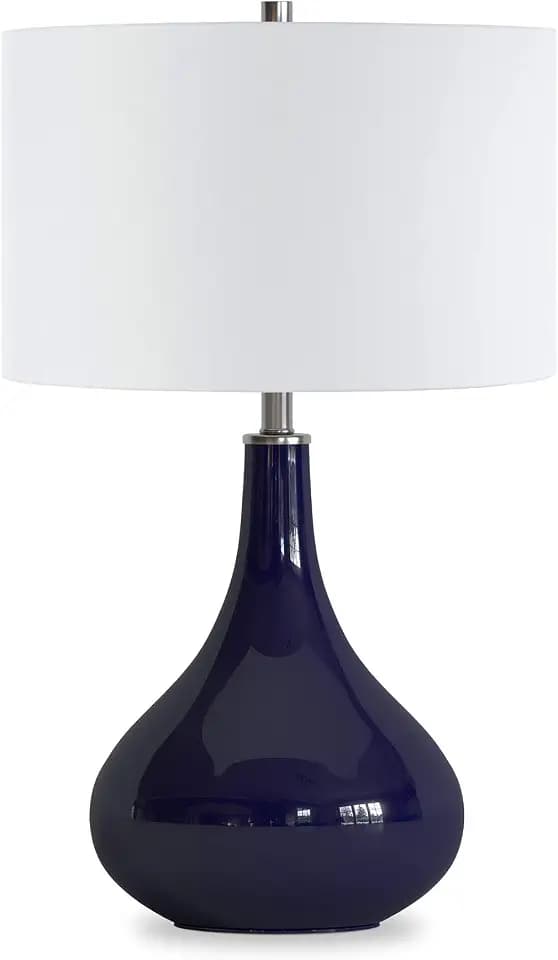 Mirabella 25.5" Tall Table Lamp with Fabric Shade in Ombre Brass Glass/White