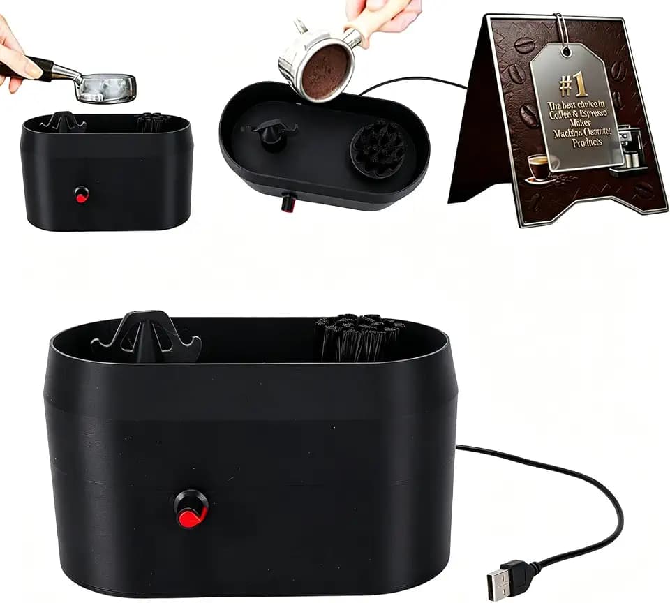 LICAEVEY Kaffee-Siebträger-Reiniger, USB-betrieben, Kaffeemaschinen-Griff-Reinigungsbürste und Schaber für Halbautomatische Espressomaschinen für Barista-Werkzeuge