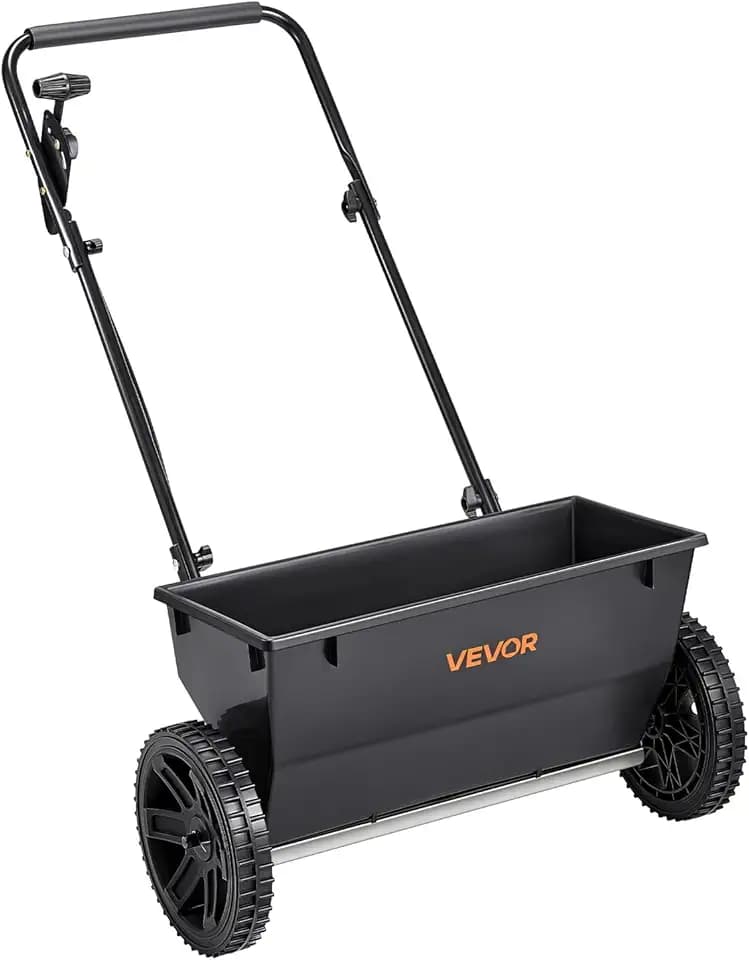 VEVOR Broadcast Spreader 50 LBS Capacity Drop Spreader with Hopper Grate