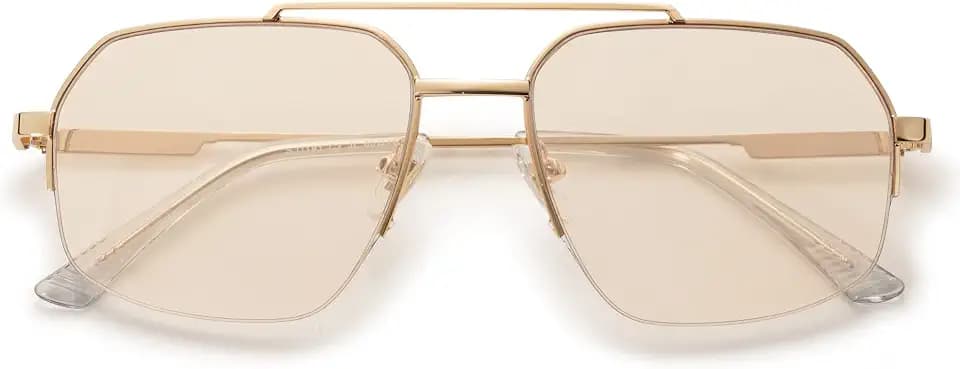 SOJOS Trendy Aviator Sunglasses Men Women Semi-Rimless Frame SJ1191,Medium