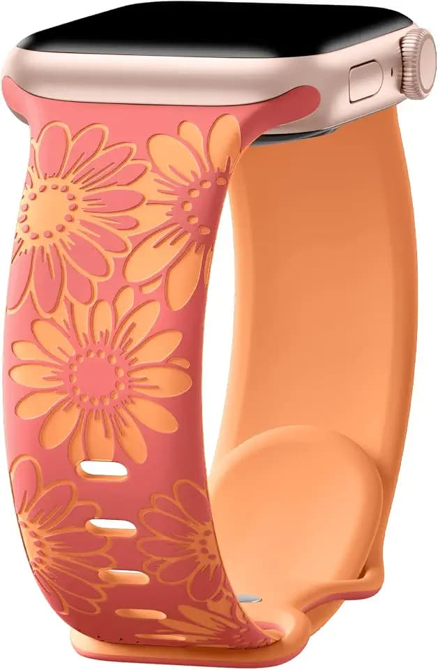 DaQin Floral Engraved Band Compatible with Apple Watch Bands for Women