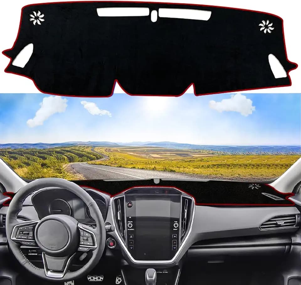 Custom Dash Cover Fit for Subaru Crosstrek 2024 2025 Non-Slip Interior Decoration Sunshade Glare UV Rays Protector Dashboard Mat Carpet Accessories-Red Edge