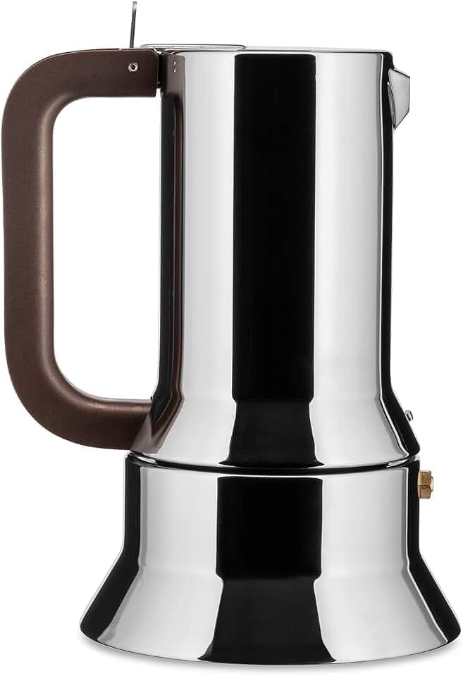 Alessi Espressomaschine 6 Tassen für Induktion, Edelstahl, silber, 15.5 x 13.5 x 27 cm, 9090/6