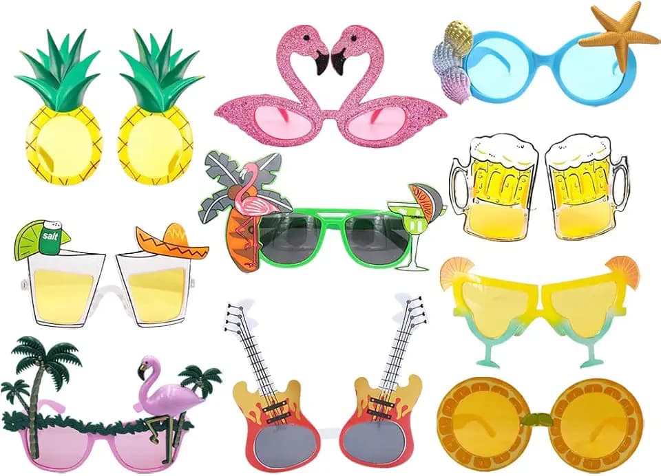 Luau Party Sonnenbrille, 10 Stück Hawaii Party Sonnenbrille, Hawaii Party Brillen, Hawàiianische Brille, Strandparty Sonnenbrillen,Pàrty Brillen Lustig,Pàrtybrille Lustige,für Hàwaii Pàrty Deko