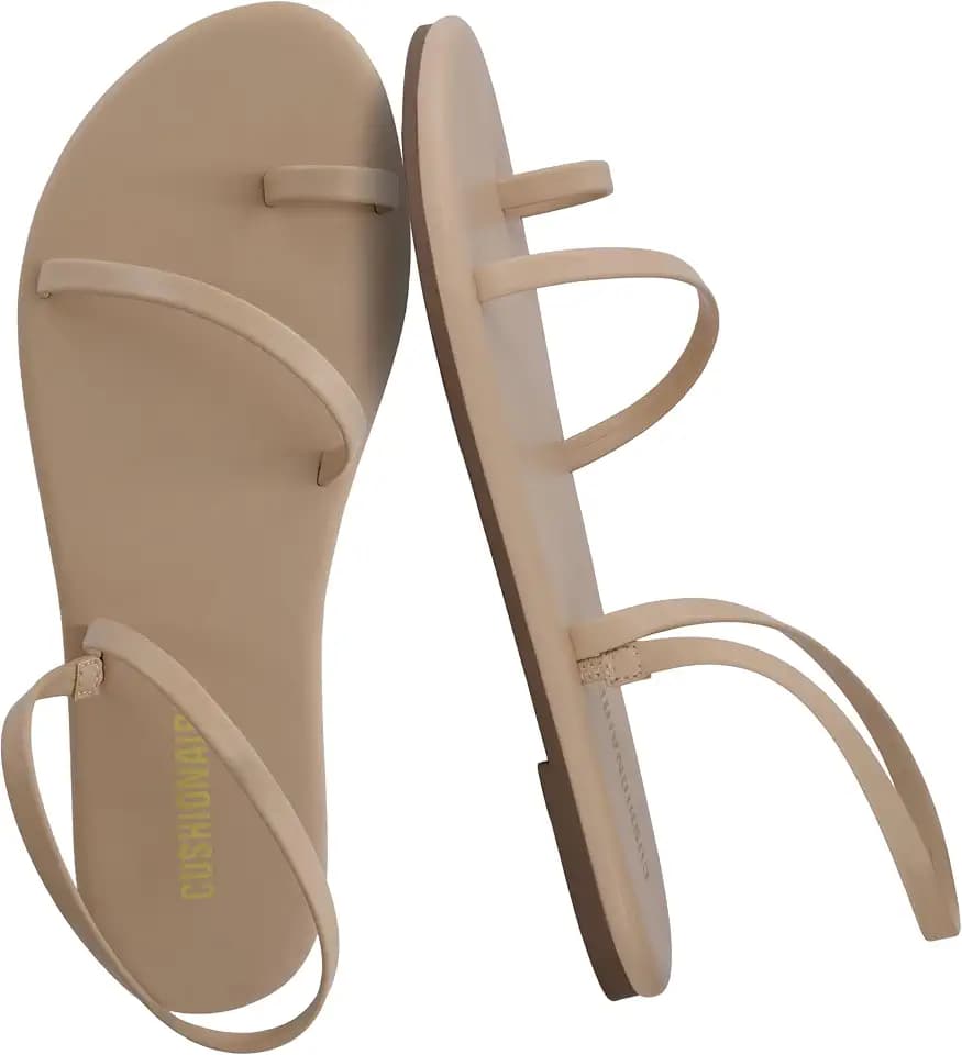 CUSHIONAIRE Chai Strappy Flip Flops for Women, Comfortable Casual Women Sandals with Memory Foam