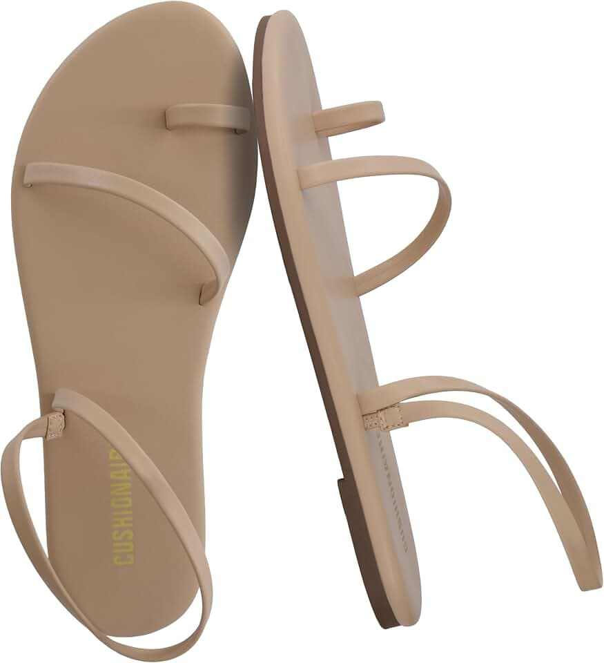 CUSHIONAIRE Chai Strappy Flip Flops for Women, Comfortable Casual Women Sandals with Memory Foam