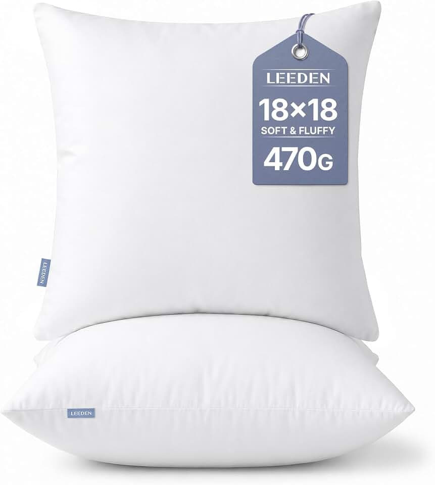 Leeden 18x18 Throw Pillow Inserts Set of 2, Decorative Pillow Inserts