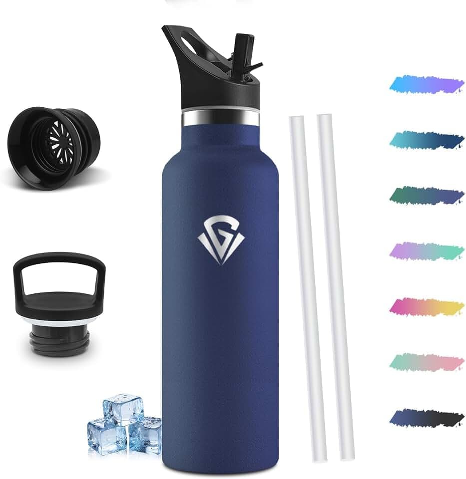 Thermosflasche, 750ml 18/8 Edelstahl, Trinkflasche mit Strohhalm, Doppelwandige Vakuumisolierung, Wasserflasche, BPA-frei Auslaufsicher, Thermoskanne