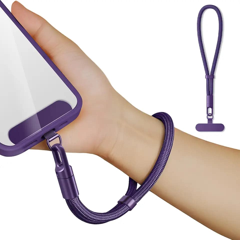 saxsion Lanyard for Phone, Self-Locking Phone Wrist Strap with 0.4mm Ultra-Thin Clip & 360° Hook, Anti-Drop and anti theft phone Strap (Purple)