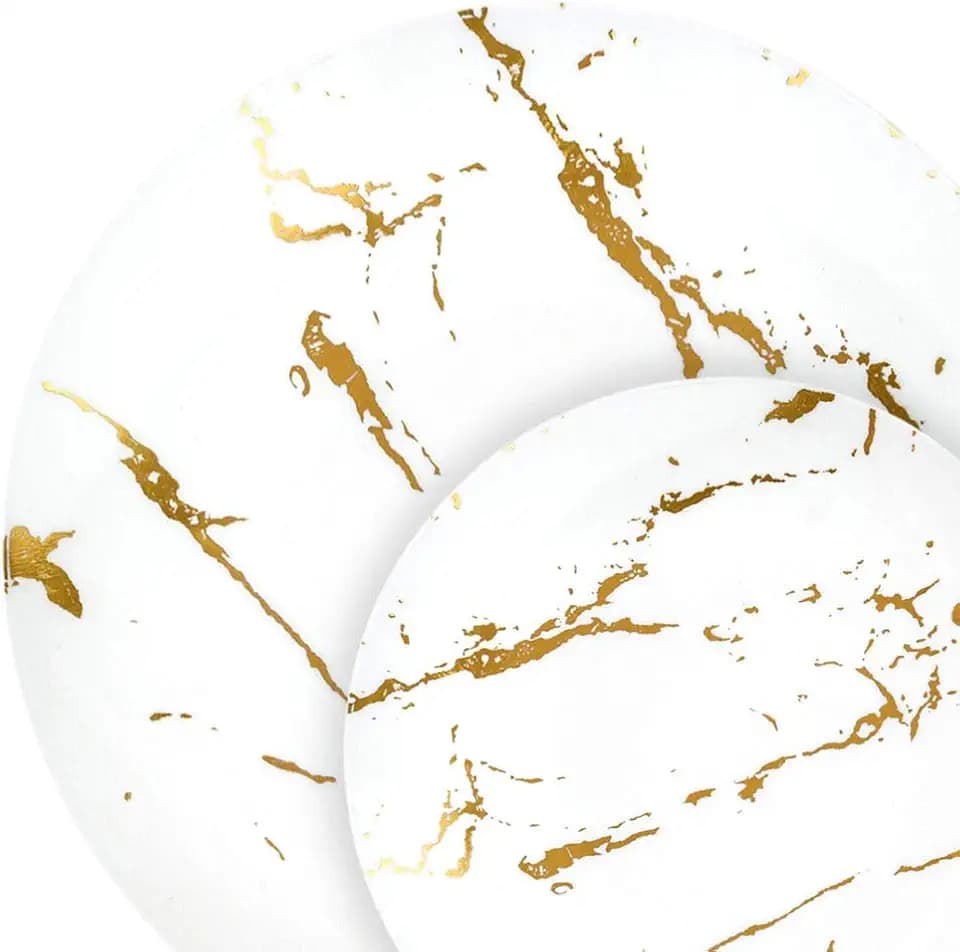Gold Stroke White 7.5" Plates, Case of 120 (12 packs x 10)