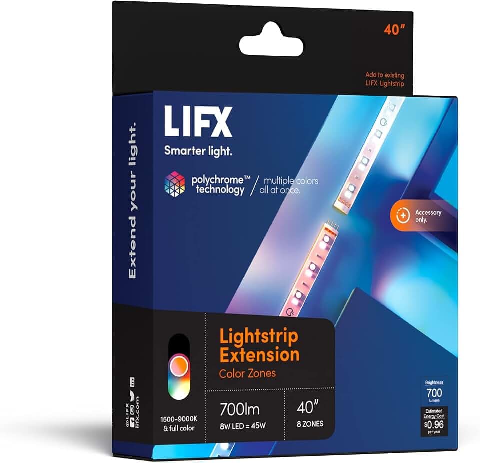 LIFX Lightstrip 40" Extension Only (no Controller or Supply Included), Wi-Fi Smart LED Light Strip, Full Color with Polychrome Technology™.