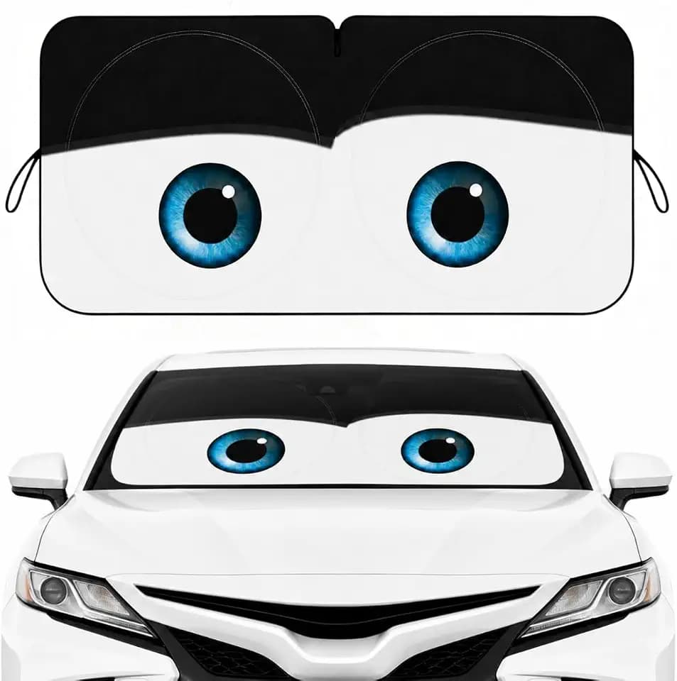 Car Windshield Sun Shade, Universal Fit Midsized Sedan SUV, Classic Black