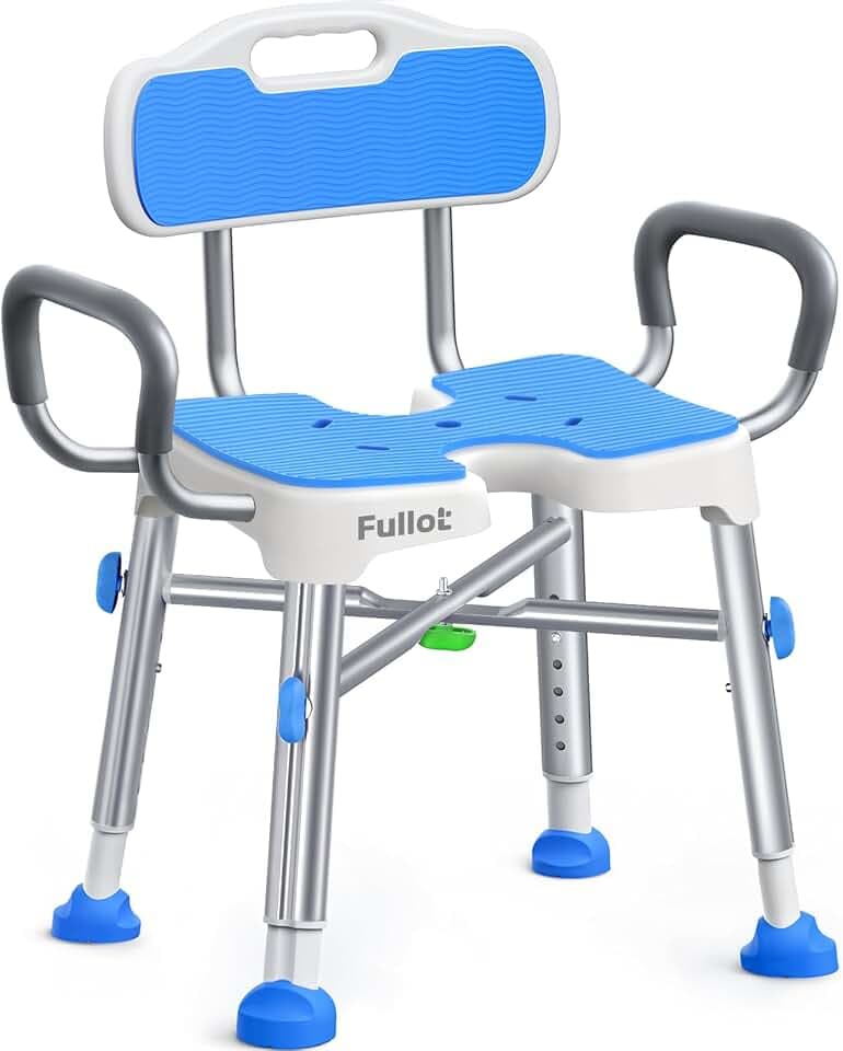 FULLOT H-Shaped Shower Chair for Easy Cleaning, Stable X-Bracing, 500 lbs