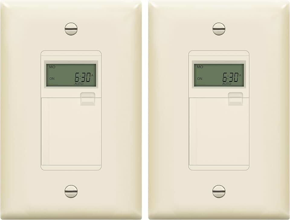LIDER Programmable Digital Timer Switch, 7-Day 18 ON/Off Settings, 2-Pack