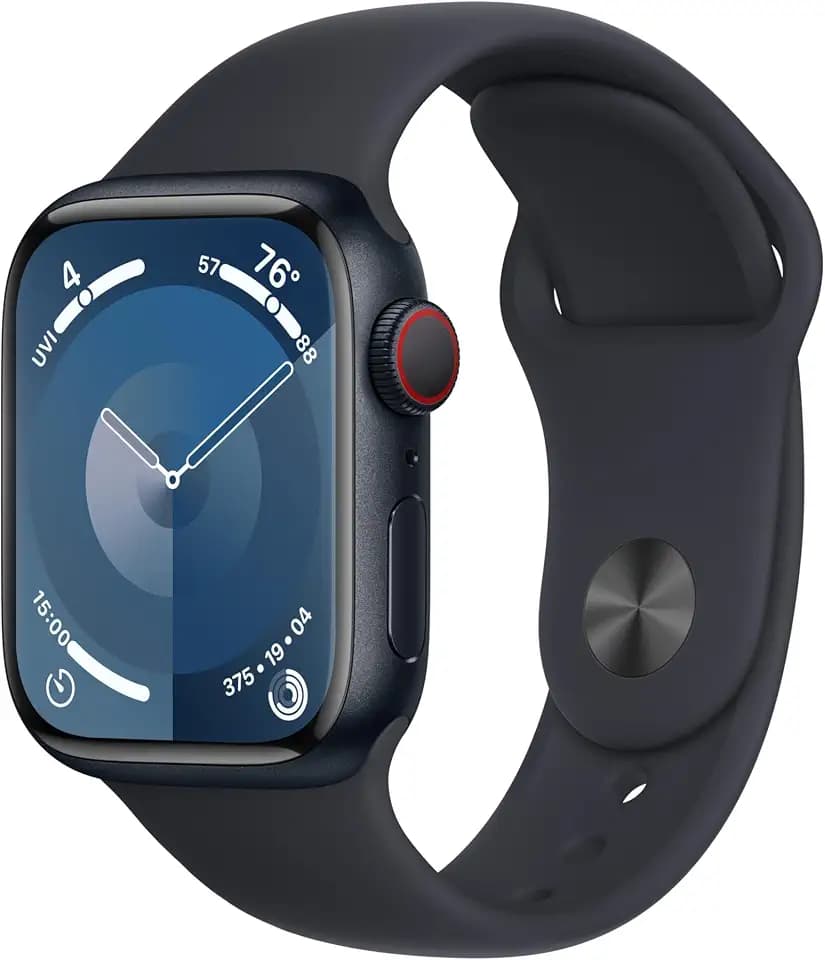 Apple Watch Series 9 [GPS + Cellular 41mm] Smartwatch with Midnight Aluminum Case with Midnight Sport Band S/M. Fitness Tracker, Blood Oxygen & ECG Apps, Always-On Retina Display
