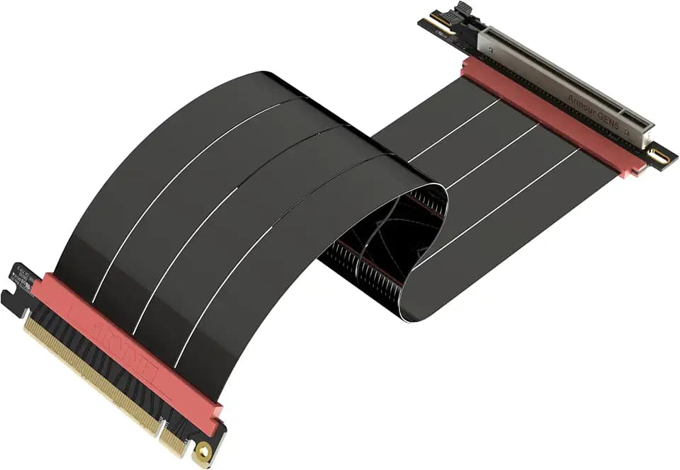 LINKUP PCIE 5.0 Riser Cable | for Vertical GPU Mount | Right Angle | Graphics Card GPU Ready | Usable with PCIe 4.0 & RX 9070/ RTX5090 | 30cm (Total Length: 34cm)