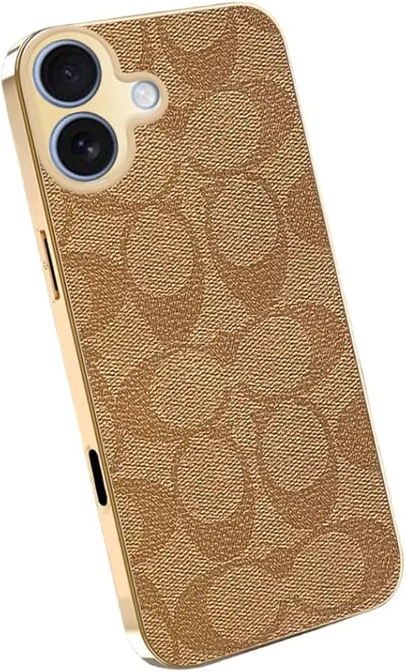 Designer Leather Electroplating Case for iPhone 17,Gold