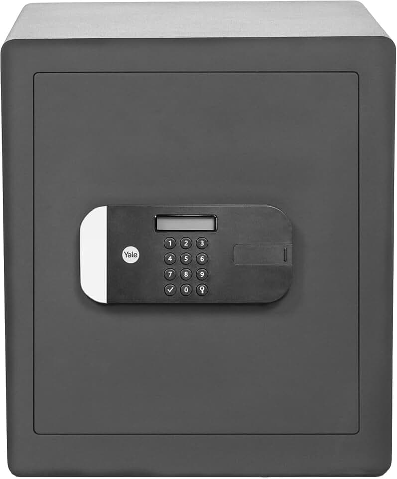 Yale YSEM/400/EG1 Motorisierter Hochsicherheits-Bürotresor - Digitaler Pin-Code-Zugang, lasergeschnittene Tür, Aufbohrschutzplatten + Override-Schlüssel, Befestigungsbolzen, 40 x 35 x 34 cm