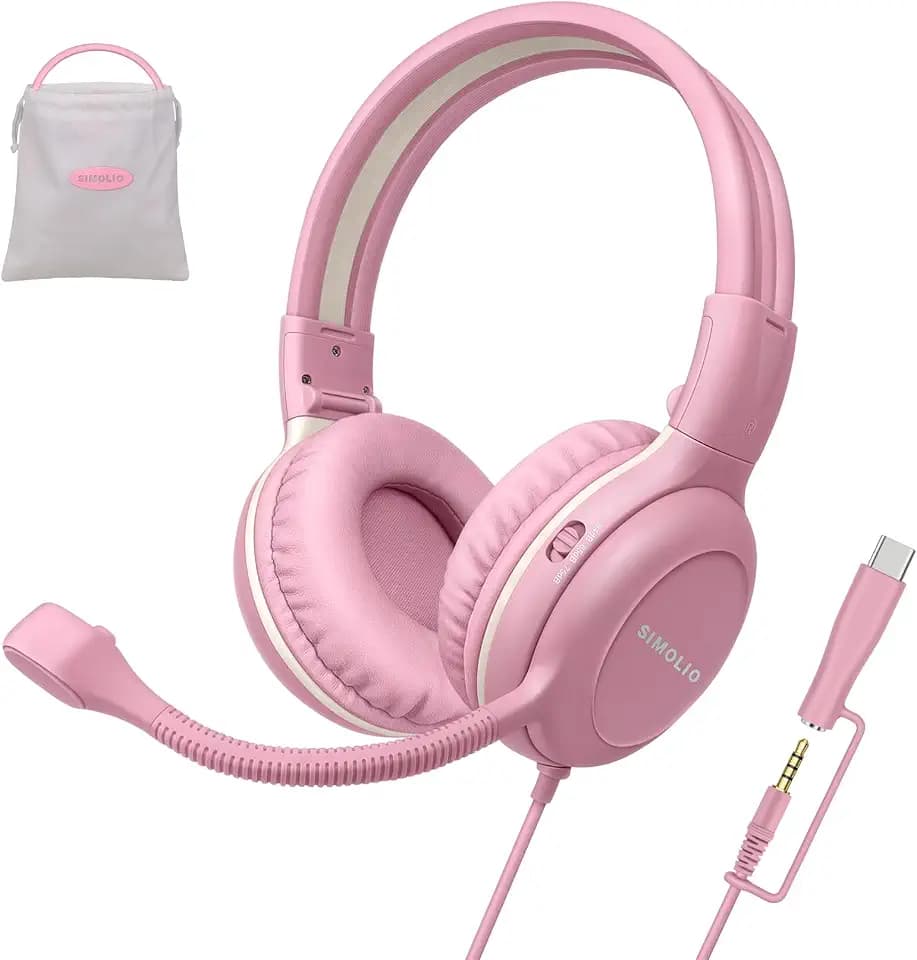 SIMOLIO-Type-C-Wired-Headphones for-School with HD Boom-Mic & Volume Limit