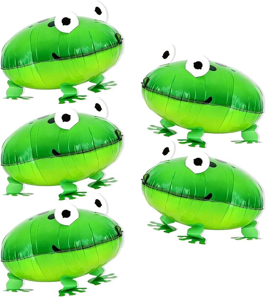 5 Pcs Green Walking Frog Balloon, Princess and Frog Balloon for Birthday Party Decorations