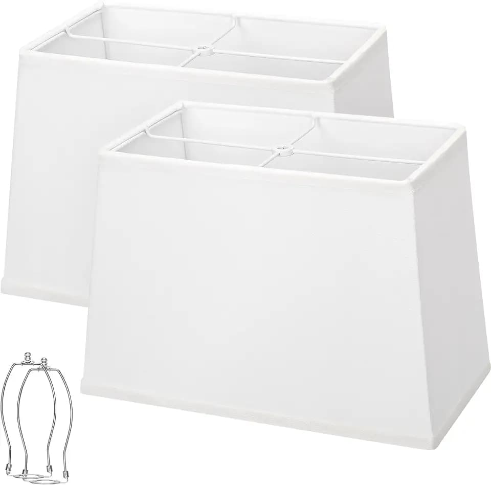 Rectangle Lamp Shades Set of 2, Top 7"x12.5",Bottom 9"x15",Height 10",White