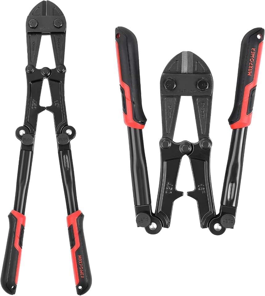 MAXPOWER 18" Foldable Bolt Cutters, Soft Grip, Chain Padlock Wire Cutting