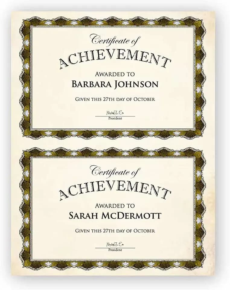 Geographics Mini Parchment Certificates, 5-1/2" x 8-1/2", Crown Gold, Pack of 30