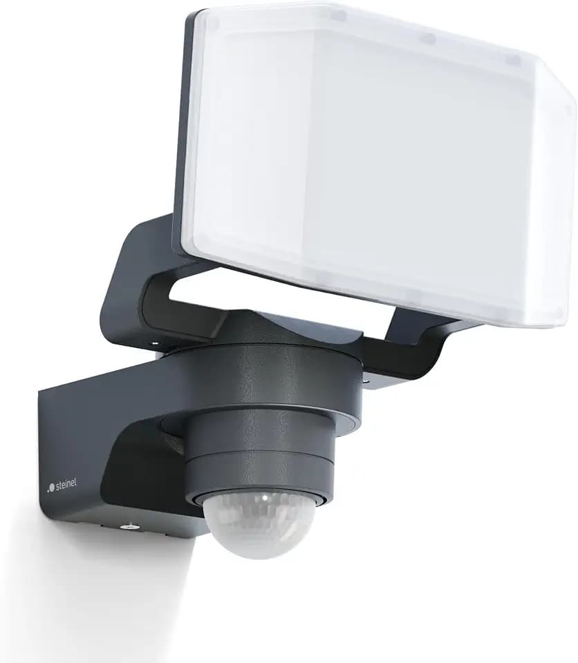 Steinel LED Strahler XLED PRO Expanse S Anthrazit, 240°/12 m Bewegungsmelder, Panorama Flutlicht, LED Panel voll schwenkbar, 14.3 W, 3000K, IP54