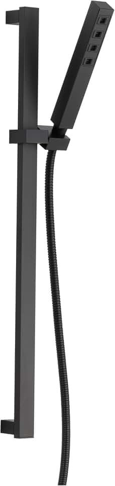 Delta Faucet Single-Spray H2Okinetic Slide Bar Hand Held Shower with Hose, Black Handheld Shower Head, Slide Bar Hand Shower, Handheld Shower, Detachable Shower Head, Matte Black 51567-BL
