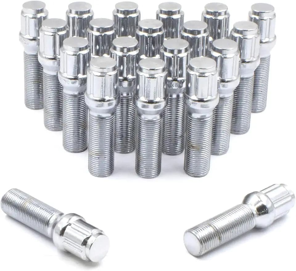 Wheel Accessories Parts 24 Pcs M14 x 1.5 14 x 1.5 Thread Acorn Seat Lug Bolt Chrome Finish 33mm Shank Length 17mm Hex fits Freightliner Sprinter 1500 2500 ｜ Mercedes Benz 1500 2500 3500 3500XD