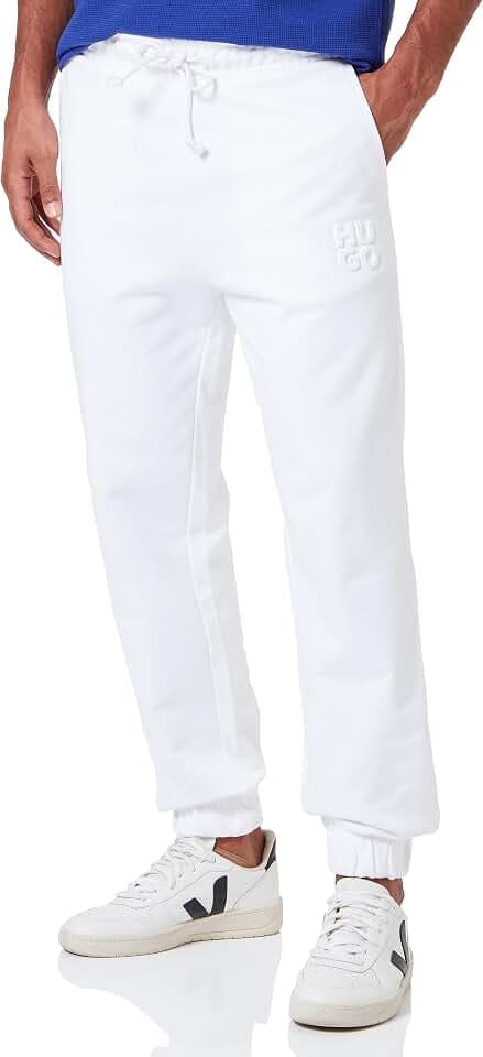 HUGO Herren Dchard Relaxed-Fit Jogginghose aus Baumwoll-Terry mit Stack-Logo