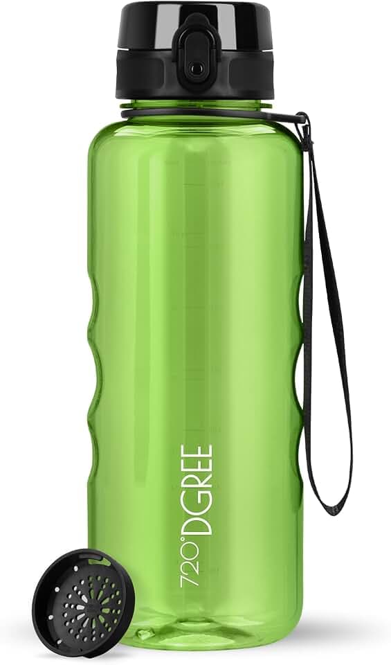 720°DGREE Trinkflasche ”uberBottle” – BPA-Frei, 6 Größen, über 40 Farben | Leichte Premium Tritan Sportflasche mit Sieb - Wasserflasche für Sport, Kinder, Schule, Fahrrad, Büro, Uni, Outdoor, Alltag