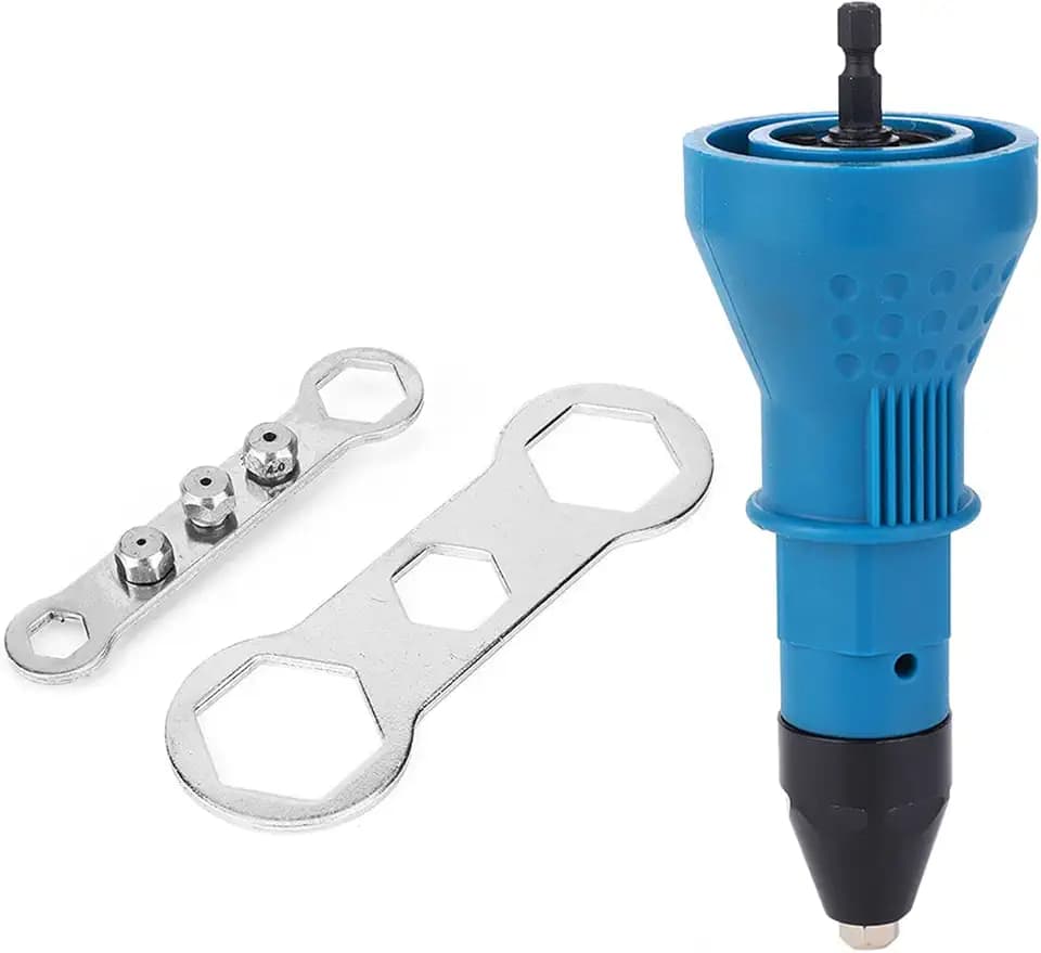 Kabellose elektrische Nietpistole mit Adapter Set für schnelles Einfügen von Nieten, Blau, Professionelle Handwerkzeuglösung mit Hochleistungsmotor