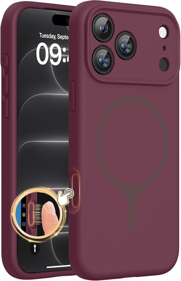 Miracase Silikon & Magnetic für 18 Pro Max Hülle, Weinrot