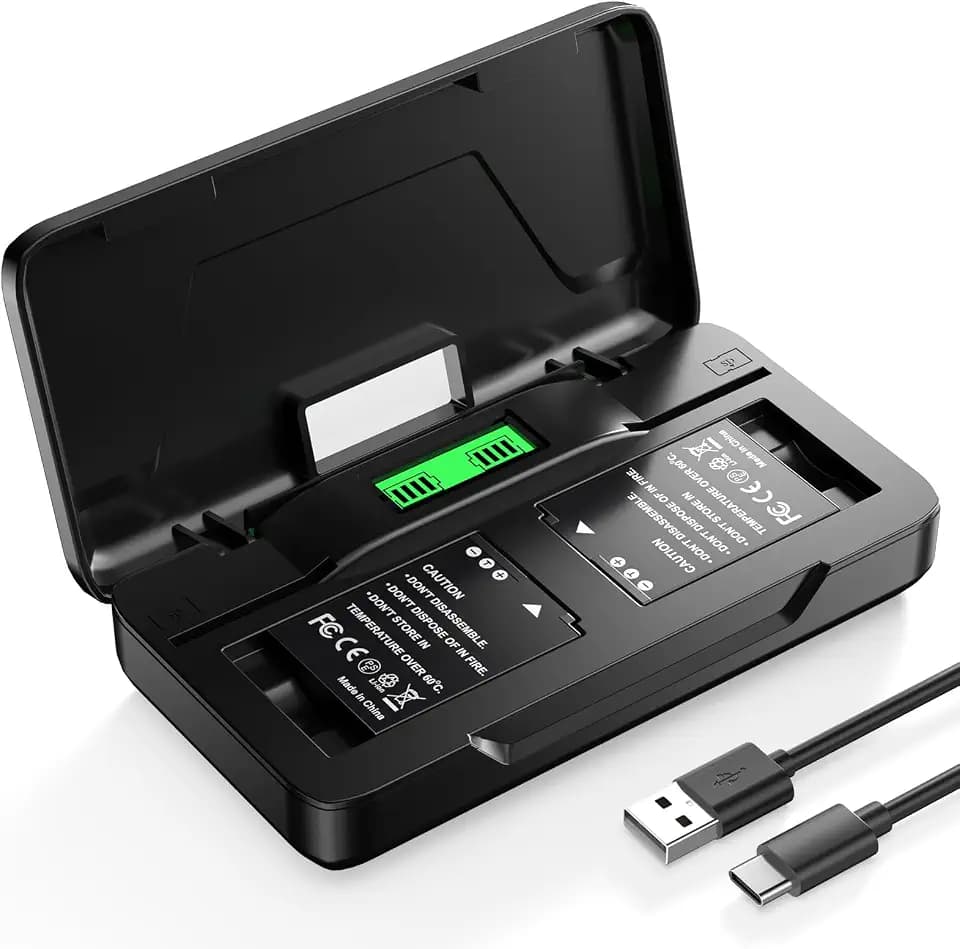 EN-EL12 Battery 2 Pack and USB-C Dual Charger for Nikon Coolpix S9900, S9700, S9500, S9300, AW110, AW130, S70 and More (1500mAh High Capacity)