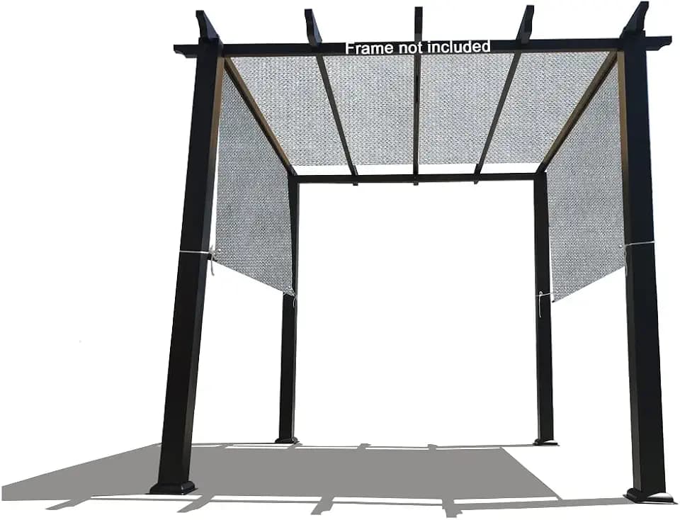 Alion Home Custom HDPE Permeable Canopy Sun Shade Cover Replacement with Rod Pockets for Pergola (16' x 9', Grey)