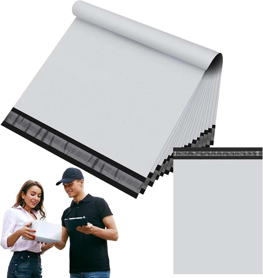 10 Stück 50x70cm Weiß Versandbeutel Plastik Versandtaschen,Versandtüten für Kleidung Groß,Selbstklebend Poly Kunststoffbeutel Wasserdichte Kuriertaschen Paket Tüten für Versand Warensendung Textilien