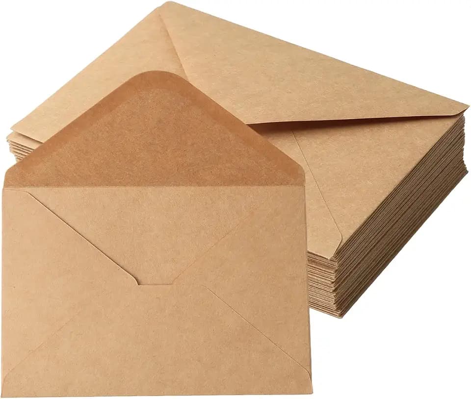 100 Stück Briefumschläge Kraftpapier Umschläge mit Nassklebung 120 g/m²