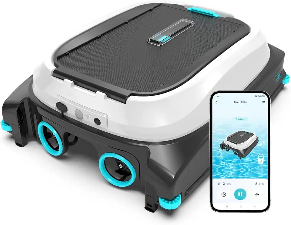[2026 NEW] Pleco SK01 Solar Pool Skimmer Robot with APP, Obsidian & Ivory